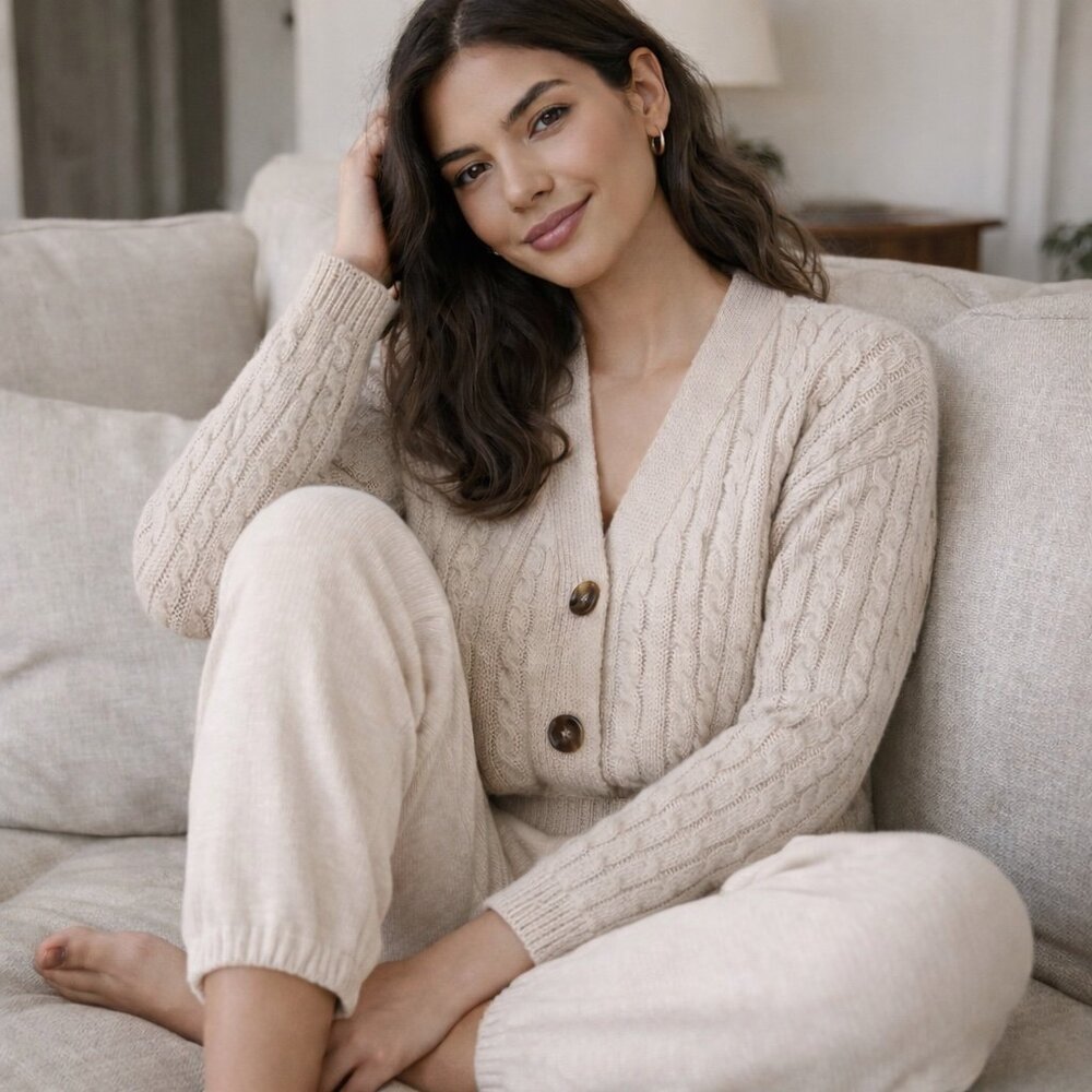 Nasty Gal cozy cable knit cropped cardigan - size S